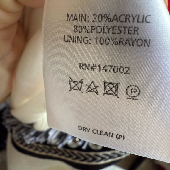 White and Black Women's Mini Skirt with Hardware and Fringe - Picture 6 of 6